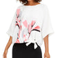 Blusa feminina Alfani com estampa e amarração lateral, branca, tamanho P