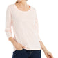 Blusa feminina estilo &amp; co, manga 3/4, decote redondo, rosa, tamanho extragrande