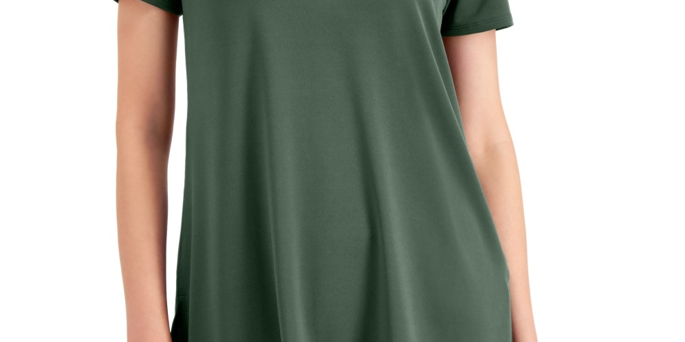JM Collection Top feminino com bainha em lenço e anel, verde, tamanho grande