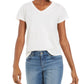 Camiseta feminina estilo &amp; co com decote em V e estampa Burnout, branca, tamanho médio