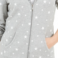Karen Scott Moletom com capuz feminino Star Gaze com zíper estampado, cinza, tamanho médio