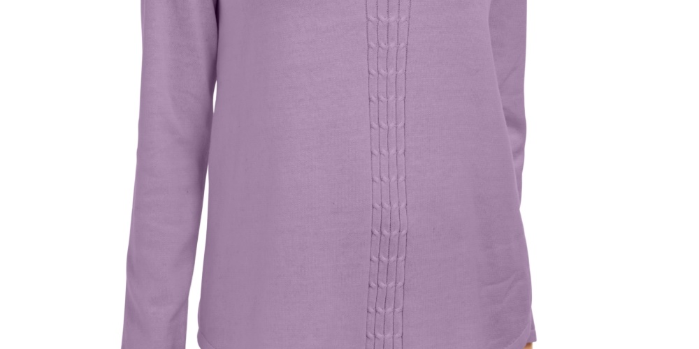 Karen Scott Suéter Feminino de Tricô com Cabo de Algodão Roxo Tamanho Grande