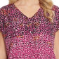 Blusa feminina DKNY com decote em V e estampa animal, rosa, tamanho P