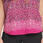Blusa feminina DKNY com decote em V e estampa animal, rosa, tamanho P