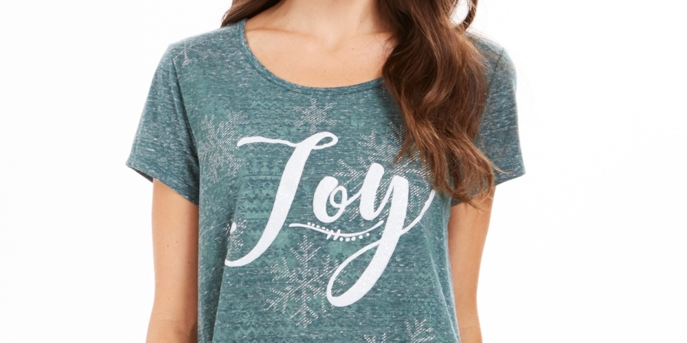 Camiseta feminina com estampa gráfica Joy da Style &amp; Co, verde, tamanho pequeno, extragrande