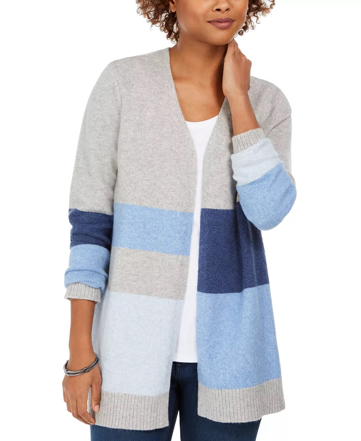 Cardigan de malha feminino com blocos de cores Charter Club, tamanho XX-G