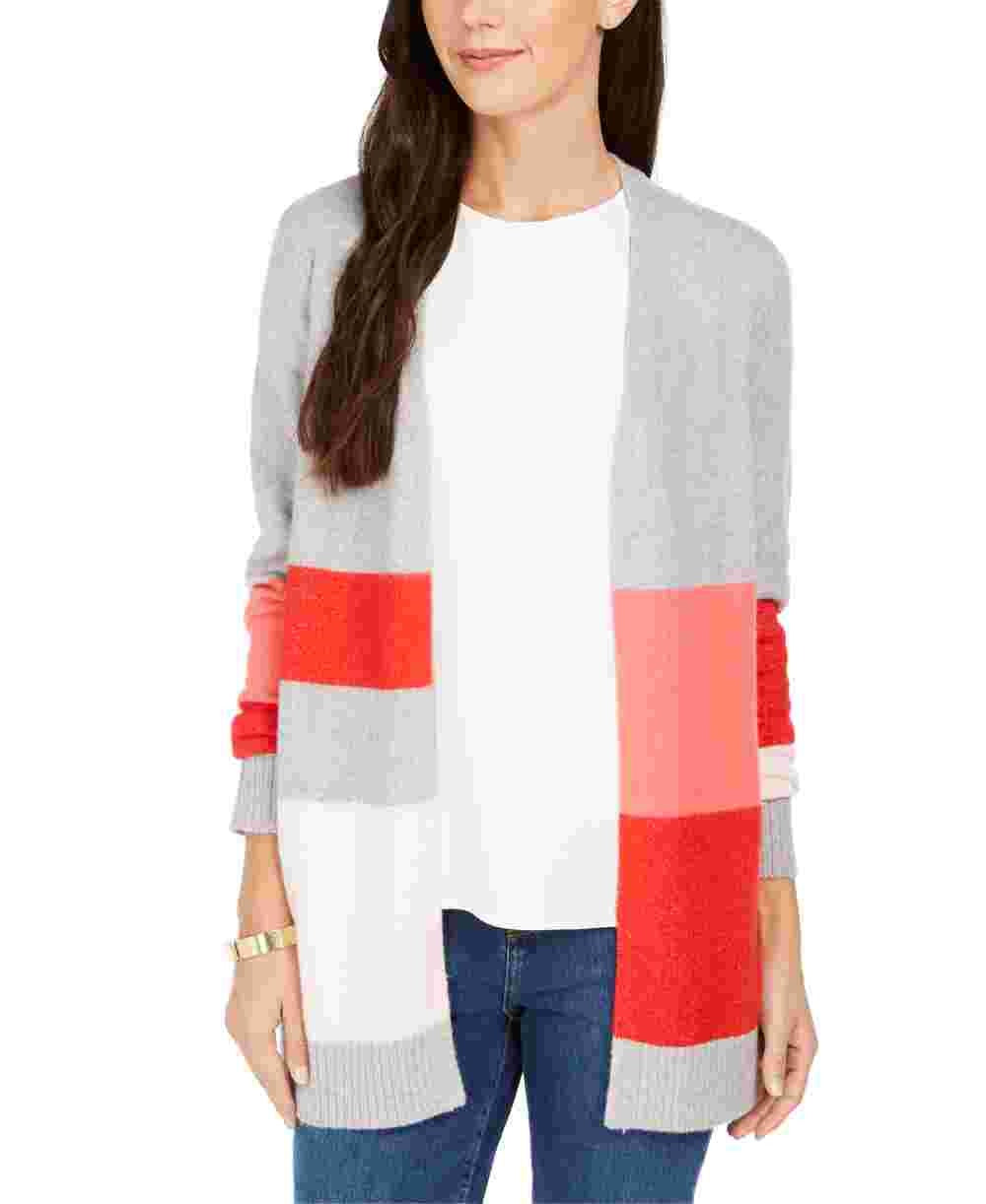 Cardigan de malha feminino com blocos de cores Charter Club, vermelho, tamanho XX-G