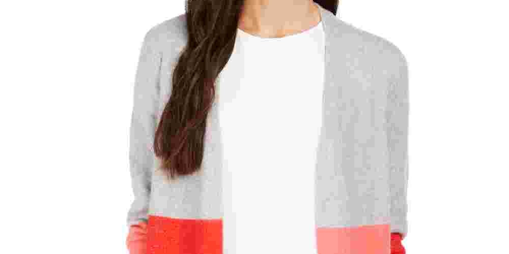 Cardigan de malha feminino com blocos de cores Charter Club, vermelho, tamanho XX-G