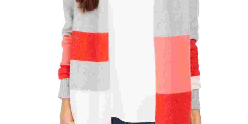 Cardigan de malha feminino com blocos de cores Charter Club, vermelho, tamanho XX-G