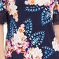 Blusa feminina com decote em V e estampa floral Liza da JM Collection, azul, tamanho pequeno