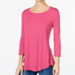 Top feminino com decote redondo JM Collection, tamanho médio, rosa, regular e pequeno