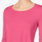 Top feminino com decote redondo JM Collection, tamanho médio, rosa, regular e pequeno