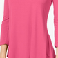 Top feminino com decote redondo JM Collection, tamanho médio, rosa, regular e pequeno