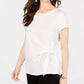 Top curto feminino com amarração lateral, tamanho PS, branco, estilo &amp; co