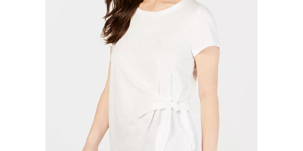 Top curto feminino com amarração lateral, tamanho PS, branco, estilo &amp; co