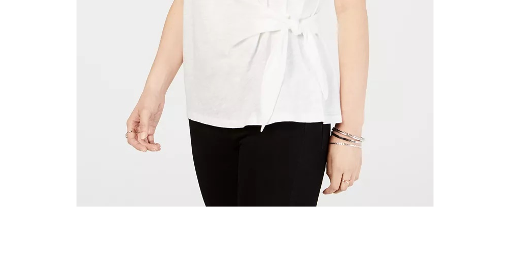 Top curto feminino com amarração lateral, tamanho PS, branco, estilo &amp; co