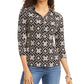 Camisa listrada feminina Rick da INC International Concepts, preta, tamanho grande
