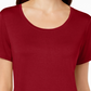 JM Collection Top feminino com decote redondo, vermelho, tamanho pequeno