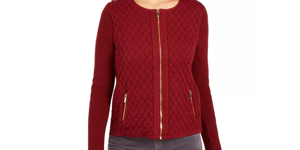 Jaqueta feminina acolchoada Charter Club preta tamanho XX-G