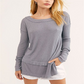Blusa feminina de manga comprida e decote redondo Free People, cinza, tamanho pequeno