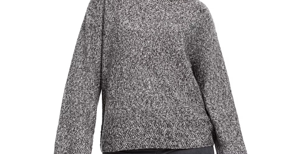 Suéter feminino estilo &amp; co com manga flare mesclada, cinza, tamanho pequeno
