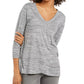 Blusa feminina com decote em V, roxa, tamanho pequeno, estilo &amp; co