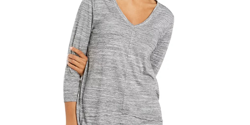 Blusa feminina com decote em V, roxa, tamanho pequeno, estilo &amp; co