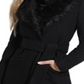 Casaco feminino GUESS Maria com gola de pele sintética Walker, preto, tamanho M