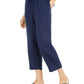 Calça Capri de Linho Feminina Charter Club Cintura Amarrada Tamanho Grande Carvão