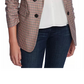 1.STATE Blazer feminino com manga franzida e minixadrez marrom