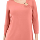 Túnica feminina assimétrica com anel JM Collection, laranja, tamanho X-S
