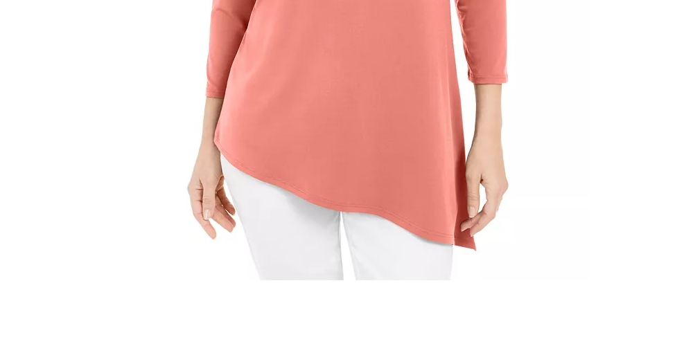 Túnica feminina assimétrica com anel JM Collection, laranja, tamanho X-S