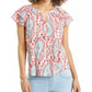 Blusa feminina estampada com decote dividido, tamanho médio, branca, estilo &amp; co