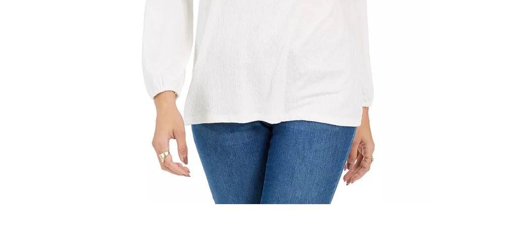 Top de renda feminino Style &amp; Co, branco, tamanho PL