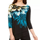 Blusa feminina Alfani Bold Floral Preta Tamanho Pequeno X-Grande