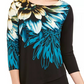 Blusa feminina Alfani Bold Floral Preta Tamanho Pequeno X-Grande