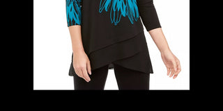 Blusa feminina Alfani Bold Floral Preta Tamanho Pequeno X-Grande