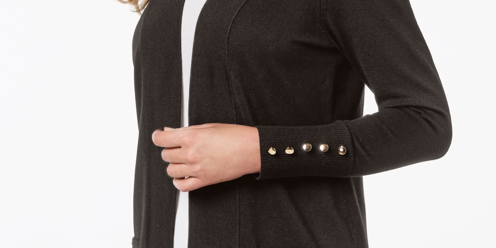 Cardigan feminino JM Collection com frente aberta, marrom, tamanho pequeno e pequeno