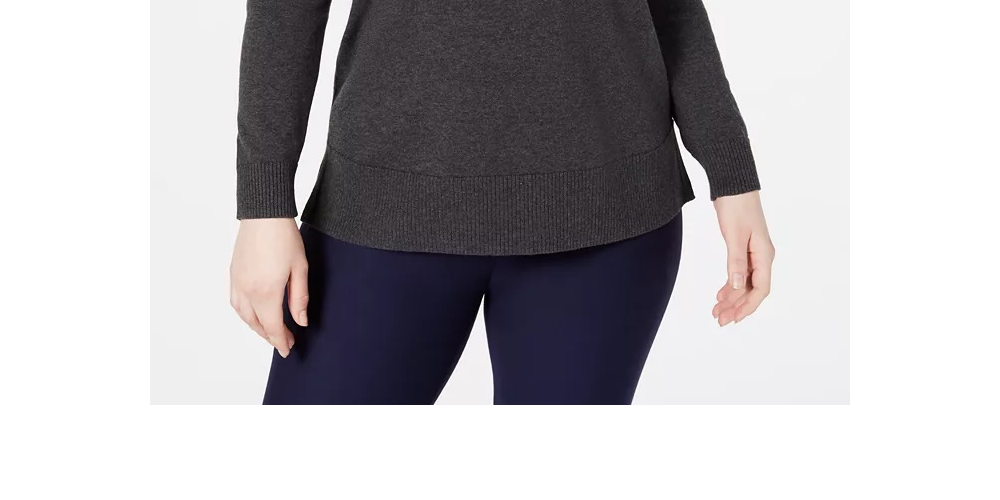 Karen Scott Suéter Feminino de Algodão com Zíper e Gola Azul Tamanho Médio