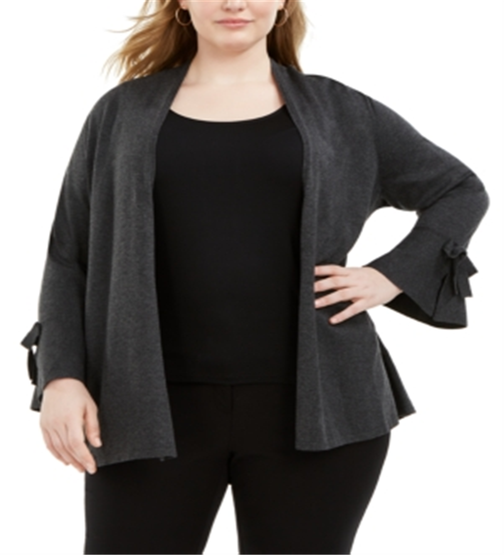 Cardigan feminino Alfani com manga amarrada, cinza, tamanho XXXL