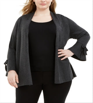 Cardigan feminino Alfani com manga amarrada, cinza, tamanho XXXL