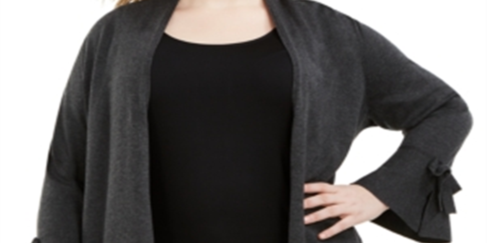 Cardigan feminino Alfani com manga amarrada, cinza, tamanho XXXL