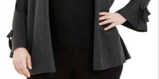 Cardigan feminino Alfani com manga amarrada, cinza, tamanho XXXL