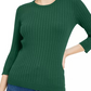 Suéter feminino Maison Jules com gola redonda canelada, verde, tamanho X-S