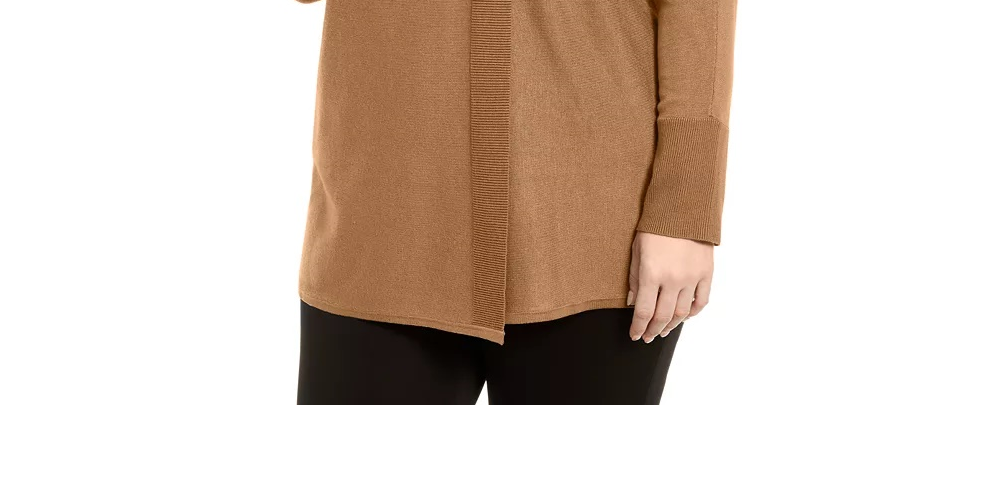 JM Collection Suéter Feminino Plus com Cadarço e Gola Redonda Amarelo Tamanho 0X