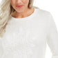 Karen Scott Suéter Feminino com Aplique de Floco de Neve Branco Tamanho P