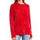 Karen Scott Suéter Feminino Petite Gola Envelope Chenille Vermelho Tamanho PL