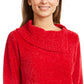 Karen Scott Suéter Feminino Petite Gola Envelope Chenille Vermelho Tamanho PL