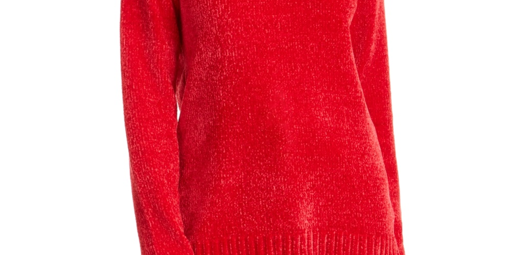 Karen Scott Suéter Feminino Petite Gola Envelope Chenille Vermelho Tamanho PL