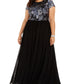 Vestido longo feminino Betsy &amp; Adam Plus com corpete embelezado, preto, tamanho 18W